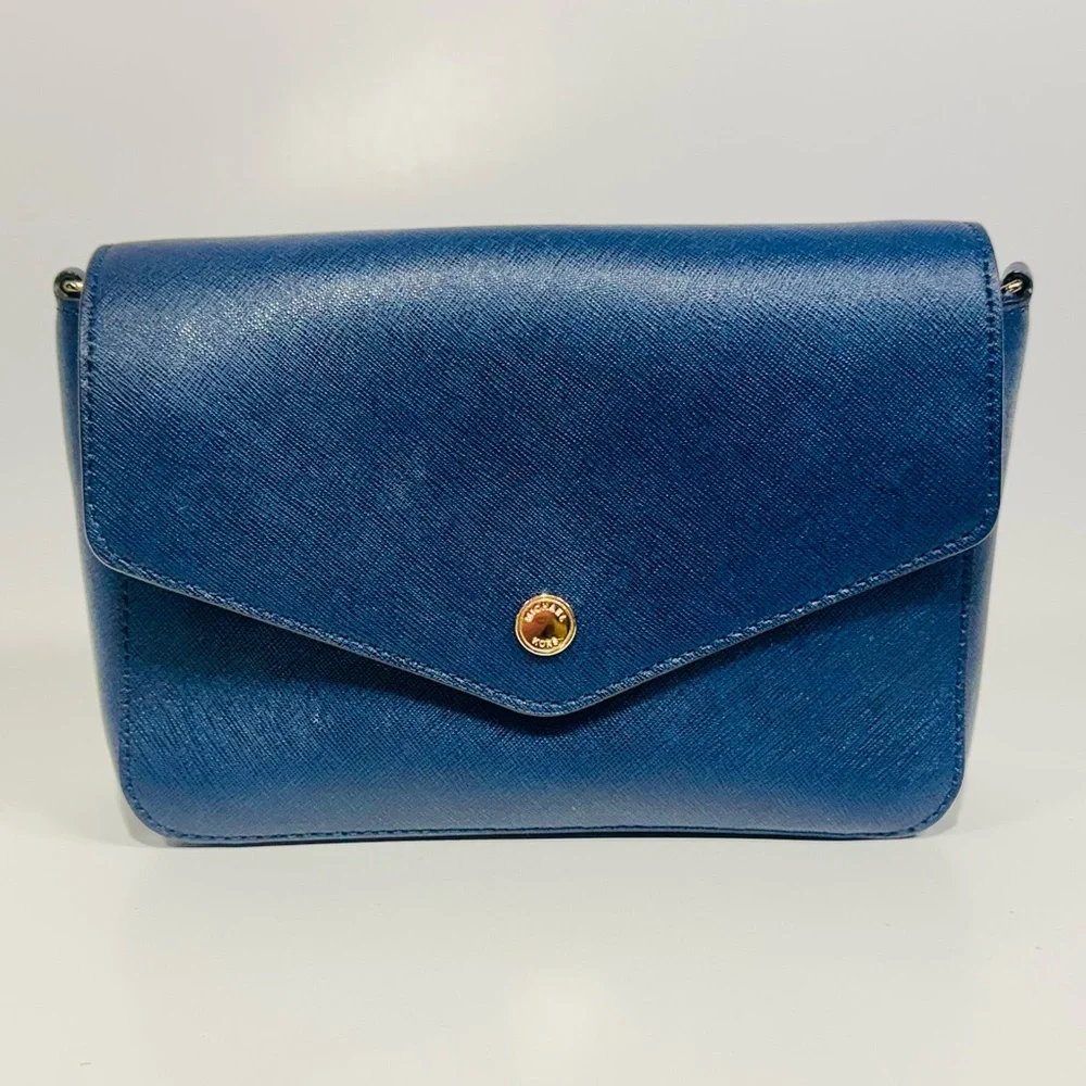 Michael Kors Navy Crossbody Purse & Wallet with Gold Hardware